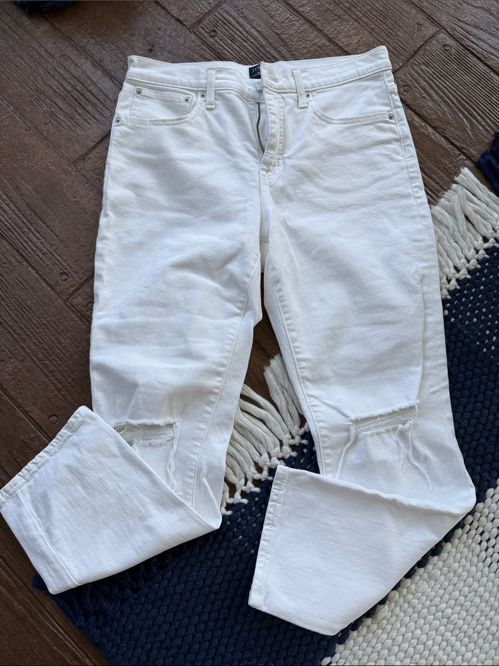 J. Crew Slim Boyfriend White Women's Ripped Knee Jeans